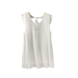 JOLIBEL White Chiffon Accordion Pleated Tunic Top